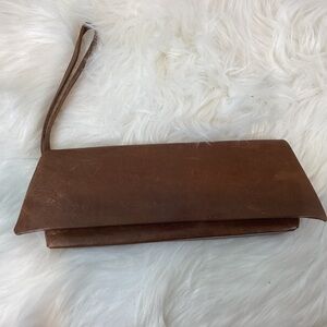 Jophiel Handcrafted Brown Leather Minimalist Clutch Wristlet bag